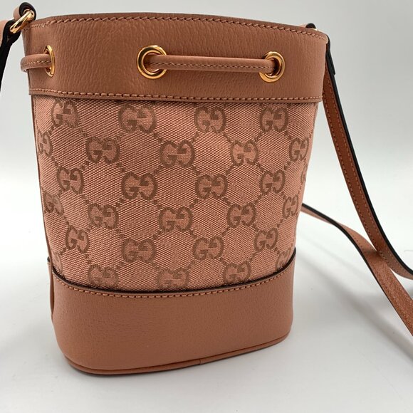 Authentic Gucci Ophidia GG Mini Bucket Bag Pink Canvas Crossbody - Brand New - Picture 5 of 16